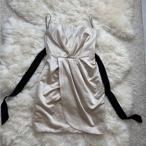vera wang champagne origami strapless dress